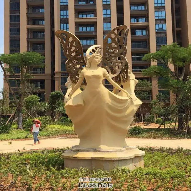 精选街头蝴蝶女神雕塑美陈